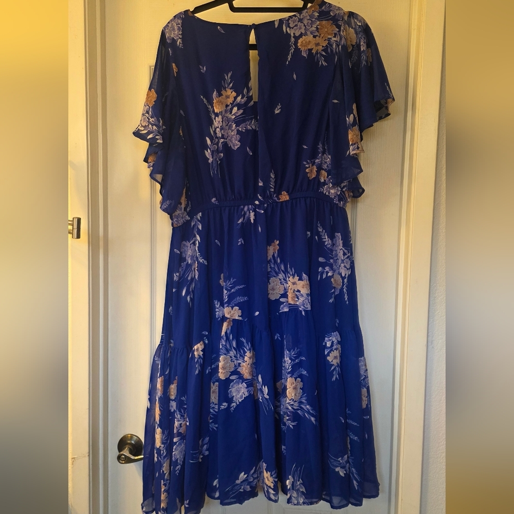 Torrid Floral Blue Chiffon Dress - Picture 4 of 4